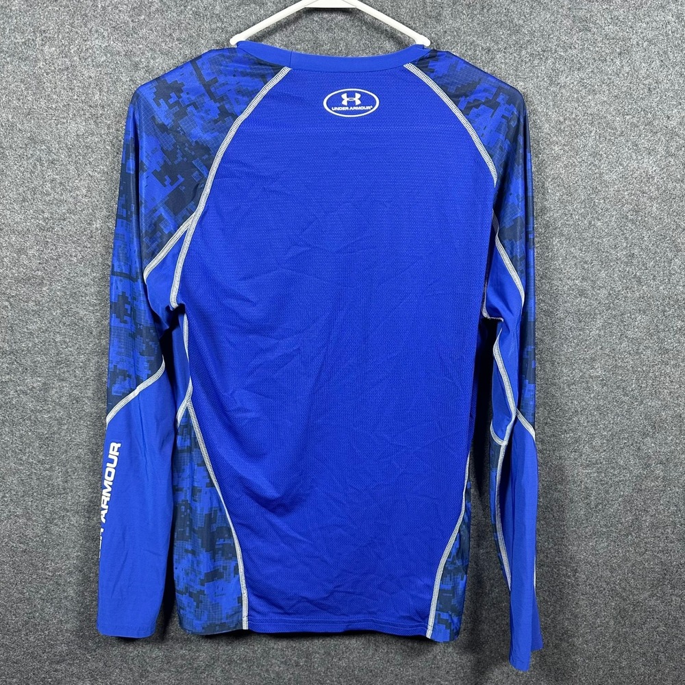 Under Armour Mens HeatGear Blue Digital Camo Long Sleeve Compression Shirt XL - Picture 2 of 6